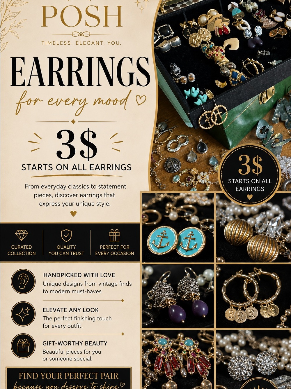 3$ earrings
